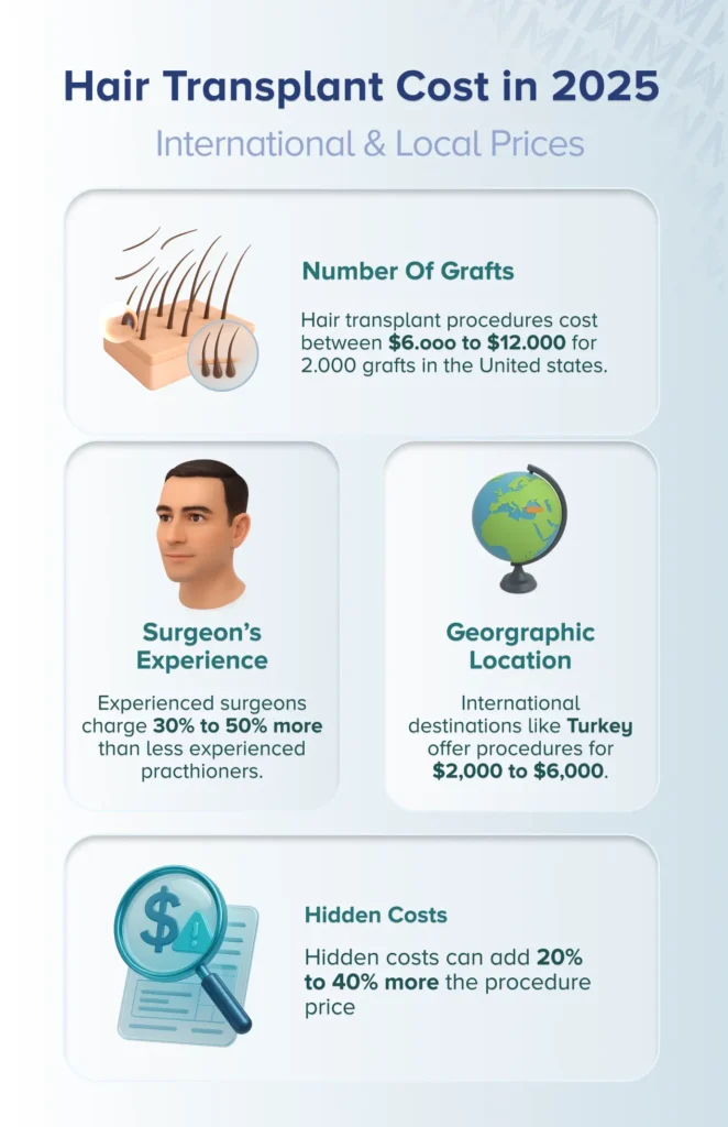 Hair transplant cost in 2025 international & local prices