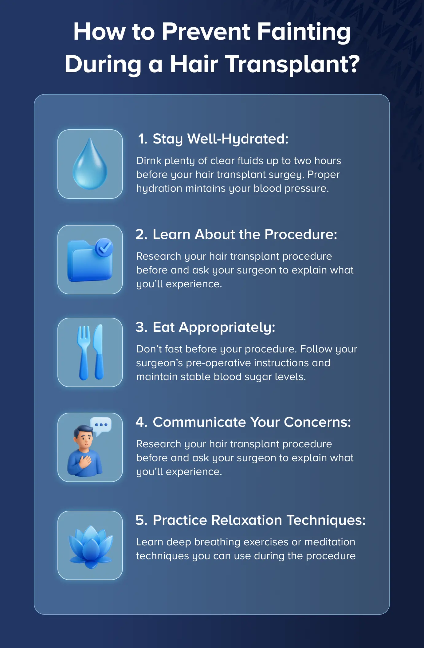 How to prevent fainting during hair transplant Medart Hair