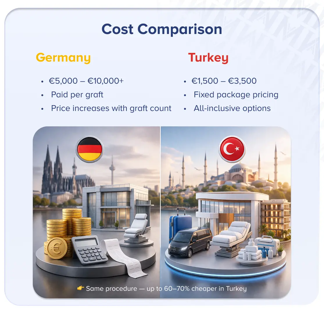 hair transplant cost germany vs. turkey